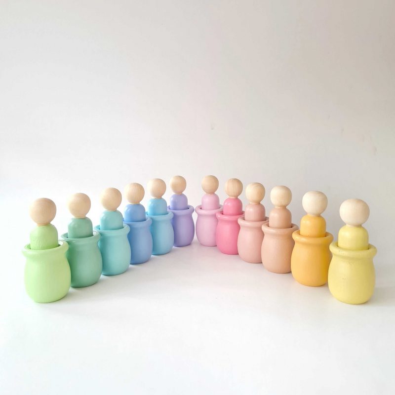 Peg Dolls And Cups – Pastel