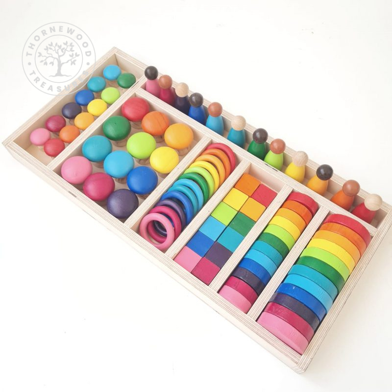 Loose Parts Play Set – BRIGHT With Peg Dolls